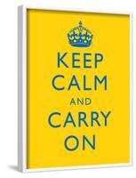 Keep Calm and Carry on Motivational Bright Yellow Art Print Poster-null-Framed Poster