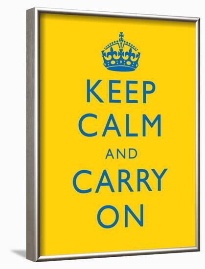 Keep Calm and Carry on Motivational Bright Yellow Art Print Poster-null-Framed Poster