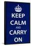 Keep Calm and Carry On (Motivational, Dark Blue) Art Poster Print-null-Framed Poster