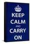 Keep Calm and Carry On (Motivational, Dark Blue) Art Poster Print-null-Framed Stretched Canvas