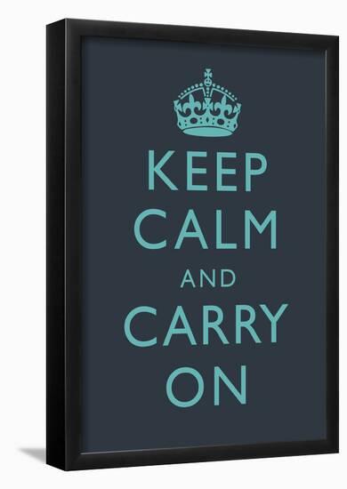 Keep Calm and Carry On Motivational Dark Blue Art Print Poster-null-Framed Poster