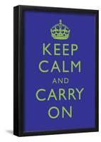 Keep Calm and Carry On Motivational Deep Blue Art Print Poster-null-Framed Poster