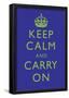 Keep Calm and Carry On Motivational Deep Blue Art Print Poster-null-Framed Poster