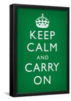Keep Calm and Carry On (Motivational, Faded Green) Art Poster Print-null-Framed Poster