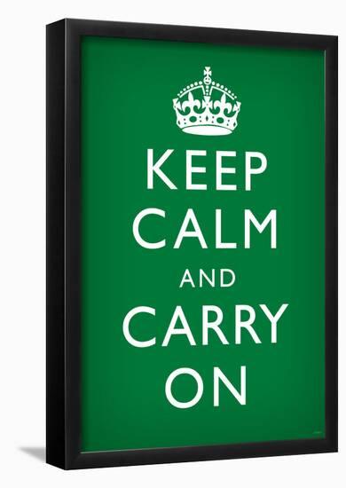 Keep Calm and Carry On (Motivational, Faded Green) Art Poster Print-null-Framed Poster