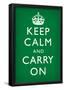 Keep Calm and Carry On (Motivational, Faded Green) Art Poster Print-null-Framed Poster