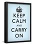 Keep Calm and Carry On (Motivational, Faded Light Blue) Art Poster Print-null-Framed Poster