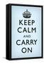 Keep Calm and Carry On (Motivational, Faded Light Blue) Art Poster Print-null-Framed Stretched Canvas