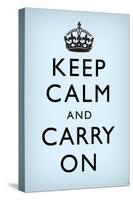 Keep Calm and Carry On (Motivational, Faded Light Blue) Art Poster Print-null-Stretched Canvas