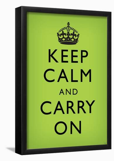 Keep Calm and Carry On (Motivational, Faded Medium Green) Art Poster Print-null-Framed Poster