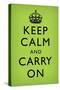 Keep Calm and Carry On (Motivational, Faded Medium Green) Art Poster Print-null-Stretched Canvas