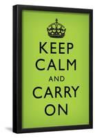 Keep Calm and Carry On (Motivational, Faded Medium Green) Art Poster Print-null-Framed Poster