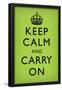 Keep Calm and Carry On (Motivational, Faded Medium Green) Art Poster Print-null-Framed Poster