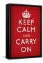 Keep Calm and Carry On (Motivational, Faded Red) Art Poster Print-null-Framed Stretched Canvas