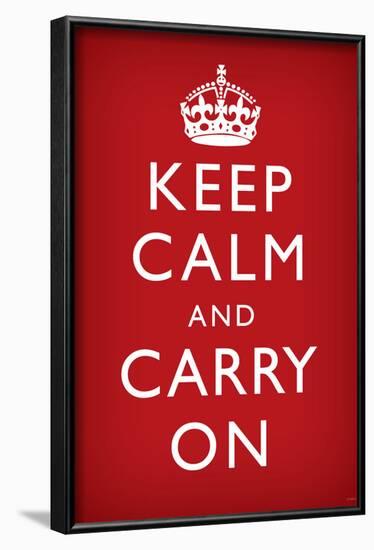 Keep Calm and Carry On (Motivational, Faded Red) Art Poster Print-null-Framed Poster