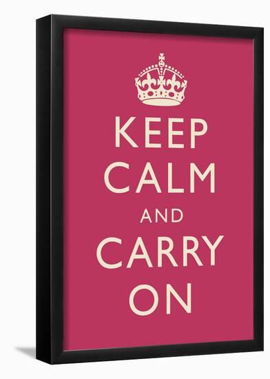 Keep Calm and Carry On Motivational Fuchsia Art Print Poster-null-Framed Poster