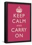 Keep Calm and Carry On Motivational Fuchsia Art Print Poster-null-Framed Poster