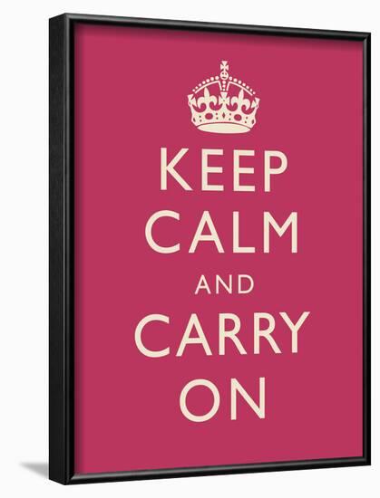 Keep Calm and Carry On Motivational Fuchsia Art Print Poster-null-Framed Poster