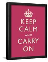 Keep Calm and Carry On Motivational Fuchsia Art Print Poster-null-Framed Poster