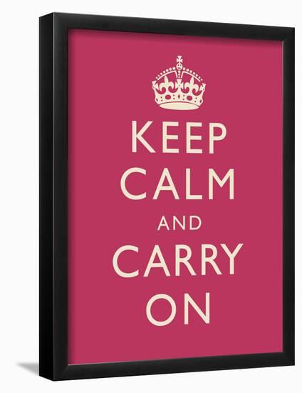 Keep Calm and Carry On Motivational Fuchsia Art Print Poster-null-Framed Poster