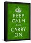 Keep Calm and Carry On (Motivational, Green, Wrinkled) Art Poster Print-null-Framed Poster