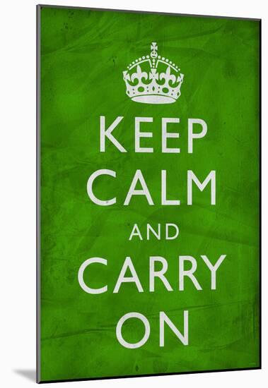 Keep Calm and Carry On (Motivational, Green, Wrinkled) Art Poster Print-null-Mounted Poster