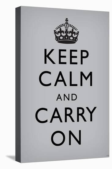 Keep Calm and Carry On (Motivational, Grey) Art Poster Print-null-Stretched Canvas