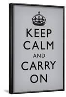 Keep Calm and Carry On (Motivational, Grey) Art Poster Print-null-Framed Poster