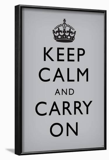 Keep Calm and Carry On (Motivational, Grey) Art Poster Print-null-Framed Poster