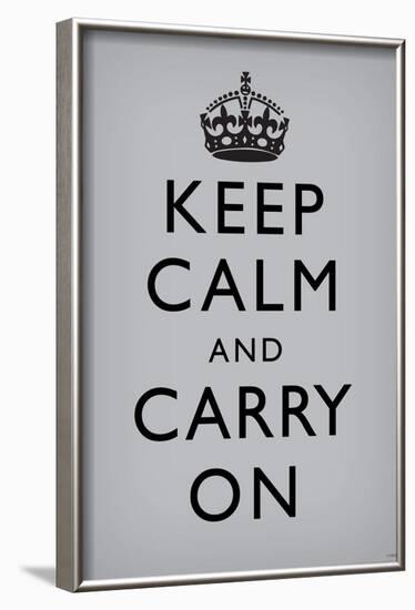 Keep Calm and Carry On (Motivational, Grey) Art Poster Print-null-Framed Poster