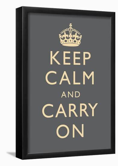 Keep Calm and Carry On Motivational Grey Art Print Poster-null-Framed Poster