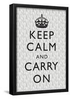 Keep Calm and Carry On Motivational Grey Pattern Art Print Poster-null-Framed Poster