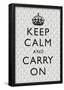 Keep Calm and Carry On Motivational Grey Pattern Art Print Poster-null-Framed Poster