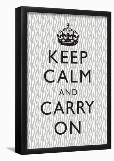 Keep Calm and Carry On Motivational Grey Pattern Art Print Poster-null-Framed Poster