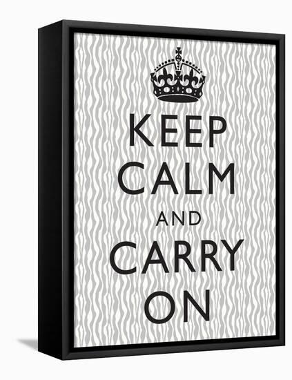 Keep Calm and Carry on Motivational Grey Pattern Art Print Poster-null-Framed Stretched Canvas