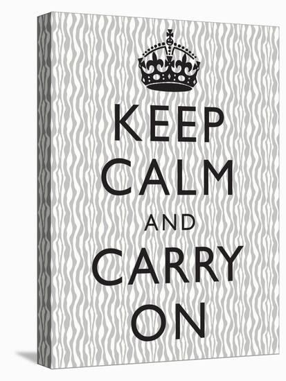 Keep Calm and Carry on Motivational Grey Pattern Art Print Poster-null-Stretched Canvas