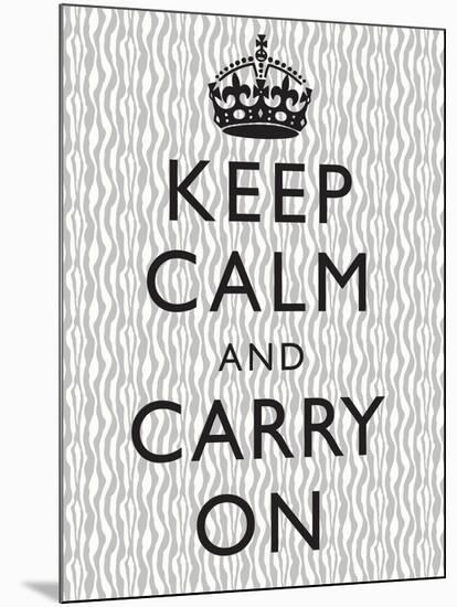 Keep Calm and Carry on Motivational Grey Pattern Art Print Poster-null-Mounted Poster