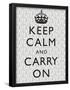 Keep Calm and Carry on Motivational Grey Pattern Art Print Poster-null-Framed Poster