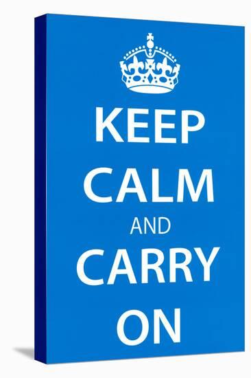 Keep Calm and Carry On (Motivational, Light Blue) Art Poster Print-null-Stretched Canvas