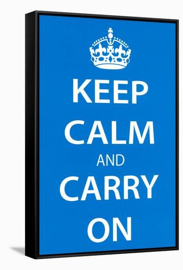 Keep Calm and Carry On (Motivational, Light Blue) Art Poster Print-null-Framed Stretched Canvas