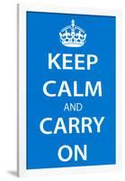 Keep Calm and Carry On (Motivational, Light Blue) Art Poster Print-null-Framed Poster