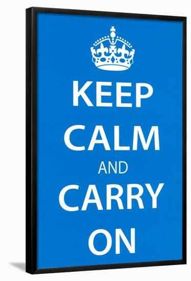 Keep Calm and Carry On (Motivational, Light Blue) Art Poster Print-null-Framed Poster
