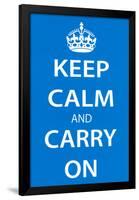 Keep Calm and Carry On (Motivational, Light Blue) Art Poster Print-null-Framed Poster