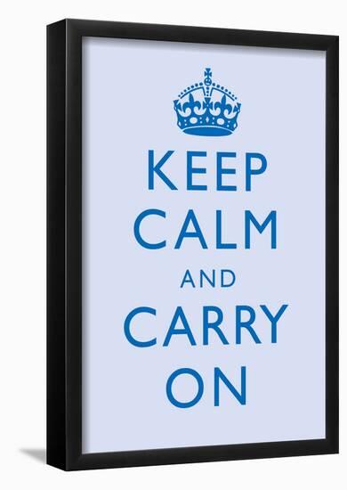 Keep Calm and Carry On Motivational Light Blue Art Print Poster-null-Framed Poster