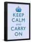 Keep Calm and Carry On Motivational Light Blue Art Print Poster-null-Framed Poster