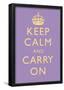 Keep Calm and Carry On Motivational Lilac Art Print Poster-null-Framed Poster