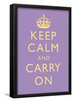 Keep Calm and Carry On Motivational Lilac Art Print Poster-null-Framed Poster