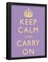 Keep Calm and Carry On Motivational Lilac Art Print Poster-null-Framed Poster