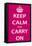 Keep Calm and Carry On (Motivational, Magenta) Art Poster Print-null-Framed Stretched Canvas