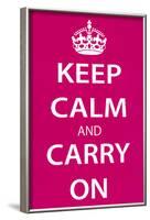 Keep Calm and Carry On (Motivational, Magenta) Art Poster Print-null-Framed Poster